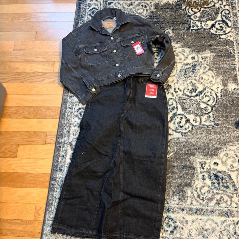 Levi's Dark Gray Denim Jacket and Maxi Skirt